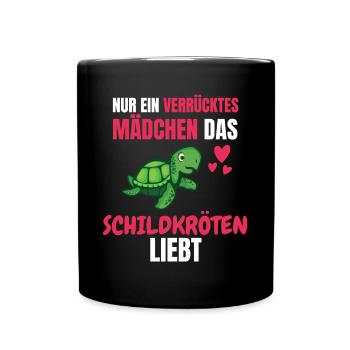 Verrücktes Mädchen Ozean Tier Geschenk Schildkröte - Tasse einfarbig - Schwarz - Vorne