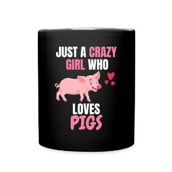 Animal Lovers Farmer Animal Girl Gift Pig - Full Colour Mug - black - Front