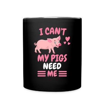 Bauernhof Tierliebhaber Lustiges Geschenk Schwein - Tasse einfarbig - Schwarz - Vorne