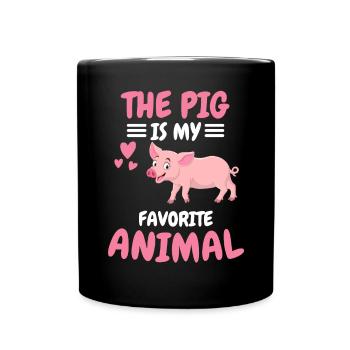 Favorite Animal Gift Farm Animal Pig - Full Colour Mug - black - Front
