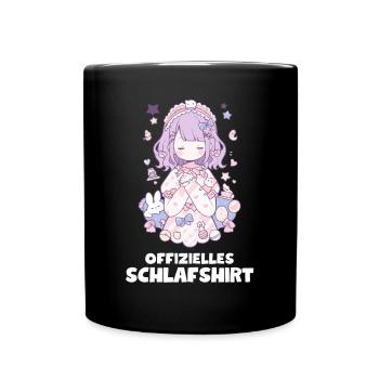 Kawaii Schlafshirt - Offizielles Anime Design - Tasse einfarbig - Schwarz - Vorne