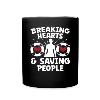 Lifeguard Breaking Hearts & Saving People - Full Colour Mug - black - Front