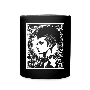 Fantasy Post Punk Keltische Stammeskunst Batcave Girl - Tasse einfarbig - Schwarz - Vorne