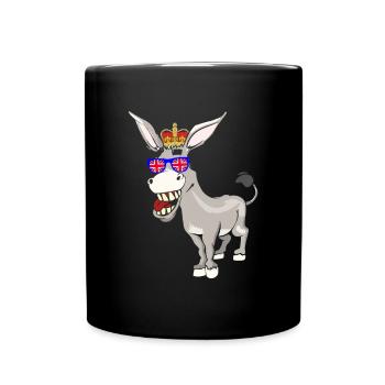 Esel Queen Elizabeth II Britische Krone - Tasse einfarbig - Schwarz - Vorne