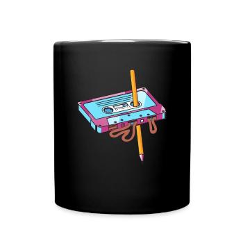 Kassette Mixtape Classic Audio Tape mit Bleistift - Tasse einfarbig - Schwarz - Vorne