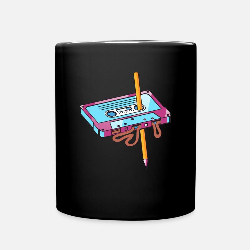Kassette Mixtape Classic Audio Tape mit Bleistift - Tasse einfarbig - Schwarz