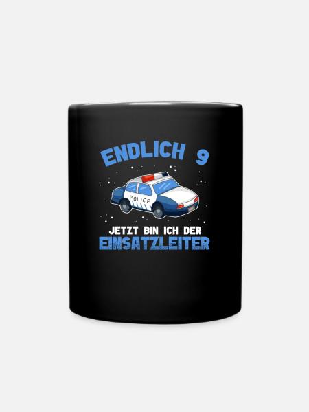 Polizei 9. Geburtstag Junge Polizei Einsatzleiter - Tasse einfarbig - Schwarz
