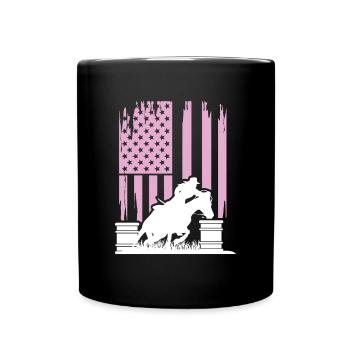 Western Barrel American Flag Rodeo Barrel Racing - Mug uni - noir - Devant