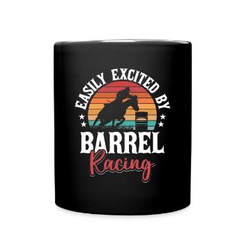 Easily Excited By Barrel Racing Vintage Sunset Ret - Tasse einfarbig - Schwarz - Vorne