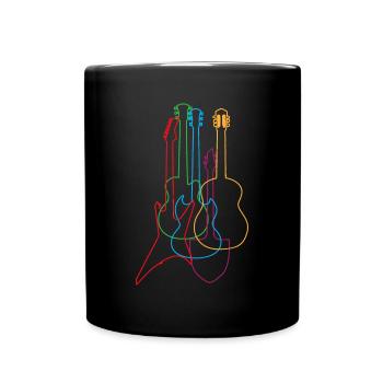 Farbige Gitarren Elektrisch Akustisch Klassik Giftco - Tasse einfarbig - Schwarz - Vorne