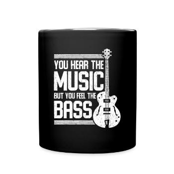 Du hörst die Musik, aber du spürst den Bass Guitarlov - Tasse einfarbig - Schwarz - Vorne