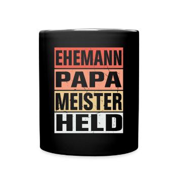 Meister Vater Ehemann Held - Tasse einfarbig - Schwarz - Vorne