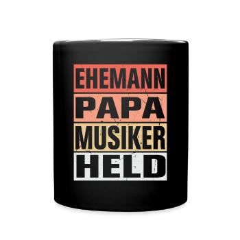 Musiker Vater Ehemann Held - Tasse einfarbig - Schwarz - Vorne
