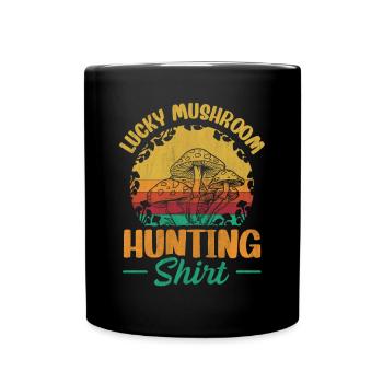 Chasse aux champignons chanceux Chasse aux champignons - Mug uni - noir - Devant