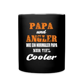 Papa und Angler Angeln Vater und Sohn Angeln - Tasse einfarbig - Schwarz - Vorne