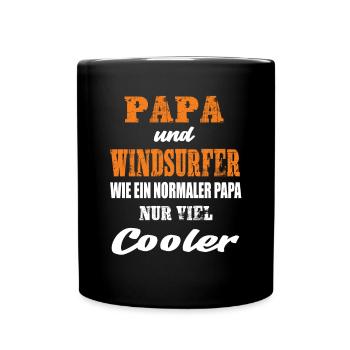 Papa und Windsurfer Windsurfen Wassersport - Tasse einfarbig - Schwarz - Vorne