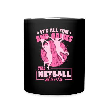 Lustiger Netball-Spieler - Tasse einfarbig - Schwarz - Vorne