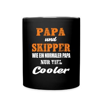 Papa und Skipper Segeln Skipper Boot Segelyacht - Tasse einfarbig - Schwarz - Vorne