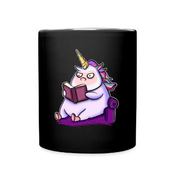 Einhorn Lesen Buch Bücher - Tasse einfarbig - Schwarz - Vorne