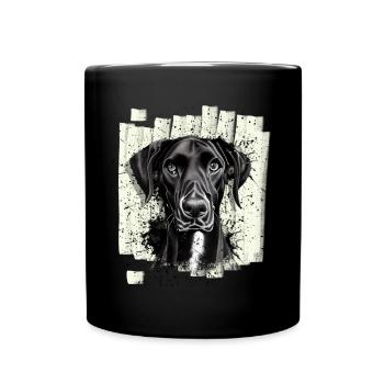 Schwarze Deutsche Dogge Hund - Tasse einfarbig - Schwarz - Vorne