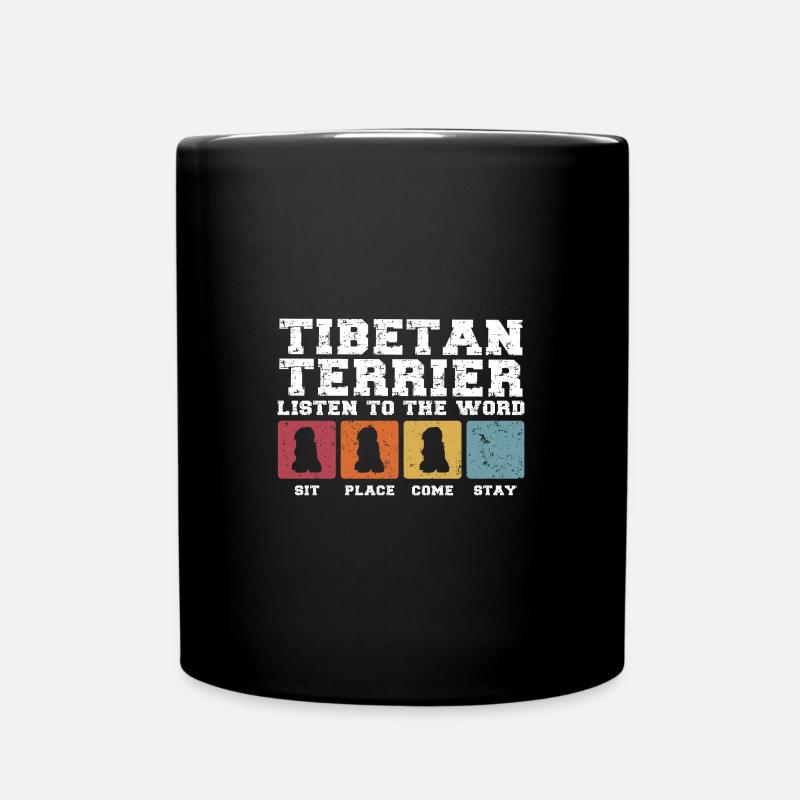 Tibetan Terriers listen to the word - Tasse einfarbig - Schwarz