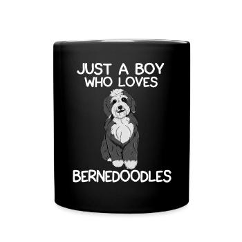 Just A Boy Who Loves Bernedoodles - Full Colour Mug - black - Front