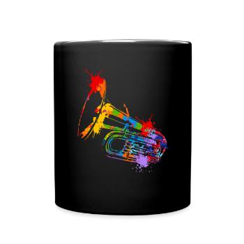 Splash Tuba Musical Musician Tubaist - Tasse einfarbig - Schwarz - Vorne