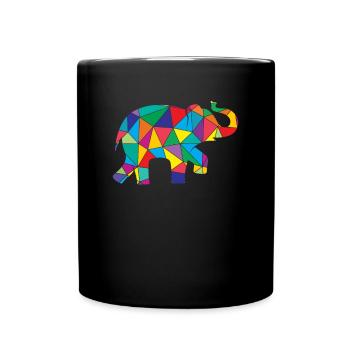 Low Poly Elephant Geometry Elephant - Full Colour Mug - black - Front