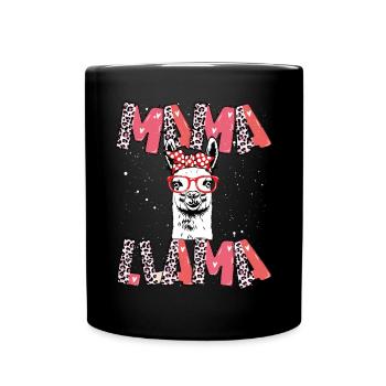 Mama llama with glasses - Full Colour Mug - black - Front