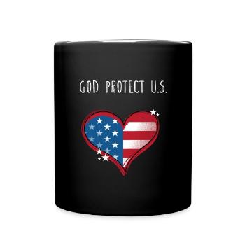 God Protect US 4th of July Independence Fourth of - Full Colour Mug - black - Front