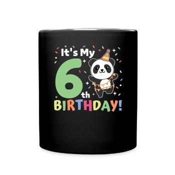 Panda for 6th birthday children six years old - Full Colour Mug - black - Front