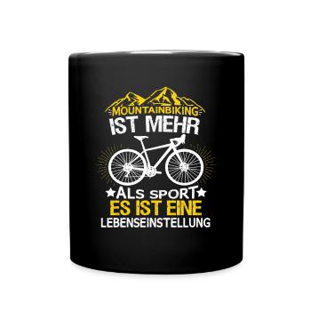 Downhill Mountainbiker Mountainbiken - Tasse einfarbig - Schwarz - Vorne