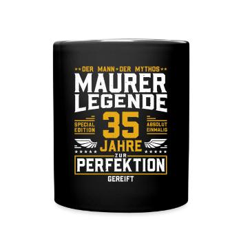 Maurer Legende - 35. Geburtstag Maurer Handwerker - Tasse einfarbig - Schwarz - Vorne