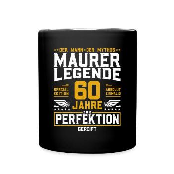 Maurer Legende - 60. Geburtstag Maurer Handwerker - Tasse einfarbig - Schwarz - Vorne