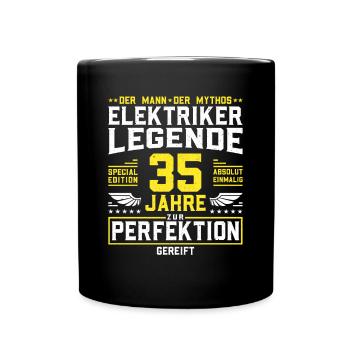 Elektriker 35. Geburtstag Männer 35 Jahre alt - Tasse einfarbig - Schwarz - Vorne