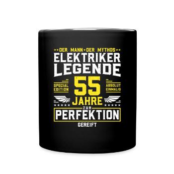Elektriker 55. Geburtstag Männer 55 Jahre alt - Tasse einfarbig - Schwarz - Vorne