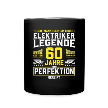 Elektriker 60. Geburtstag Männer 60 Jahre alt - Tasse einfarbig - Schwarz - Vorne