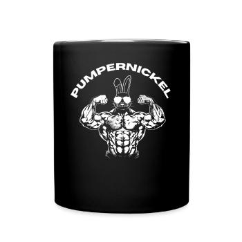 Pumpernickel Hase Powerlifting Gewichtheben - Tasse einfarbig - Schwarz - Vorne
