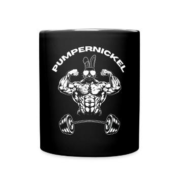 Pumpernickel Hase Powerlifting Gewichtheben - Tasse einfarbig - Schwarz - Vorne