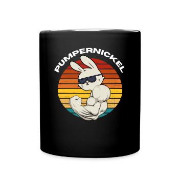 Pumpernickel Hase Powerlifting Gewichtheben - Tasse einfarbig - Schwarz - Vorne