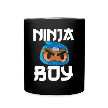Mignon garçon ninja bleu - Mug uni - noir - Devant