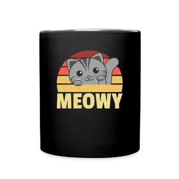 kawaii cat cute manga anime cats retro meowy - Full Colour Mug - black - Front