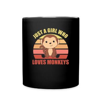 Just a girl who loves monkeys- cute monkey - Full Colour Mug - black - Front