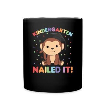 Kids Kindergarten nailed it Affe Graduation - Tasse einfarbig - Schwarz - Vorne