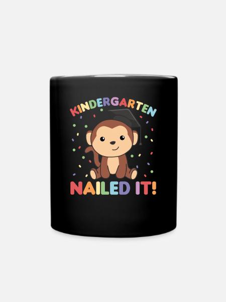 Enfants de la maternelle cloué Diplôme de singe - Mug uni - noir