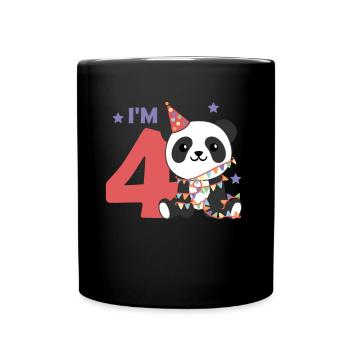 Panda for the fourth birthday for children 4 years - Full Colour Mug - black - Front