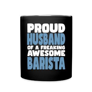 Fière épouse d’un sacré bon barista - Mug uni - noir - Devant