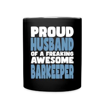 Fière épouse d’un sacré bon barman - Mug uni - noir - Devant