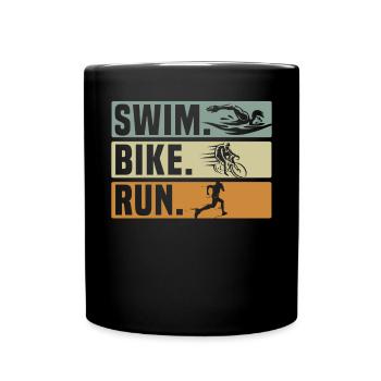 Triathlon Athlet Triathlet Schwimmen Radfahren Laufen - Tasse einfarbig - Schwarz - Vorne
