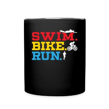 Triathlon Athlet Triathlet Schwimmen Radfahren Laufen - Tasse einfarbig - Schwarz - Vorne
